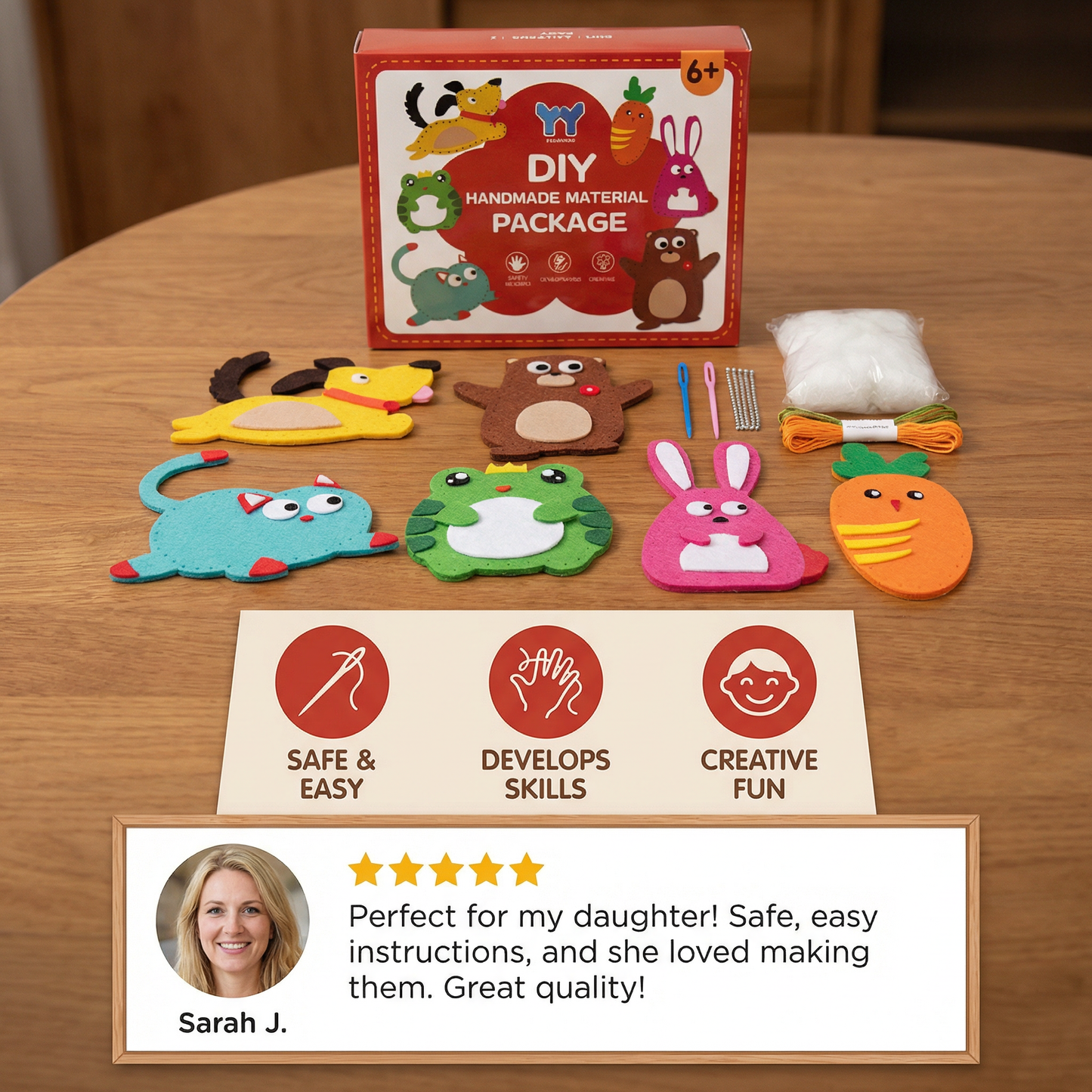 Safe DIY Felt Animal Sewing Set