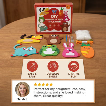 Safe DIY Felt Animal Sewing Set