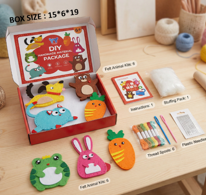 Safe DIY Felt Animal Sewing Set