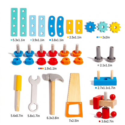Montessori Wooden Firefighter Tool Box & Building Set