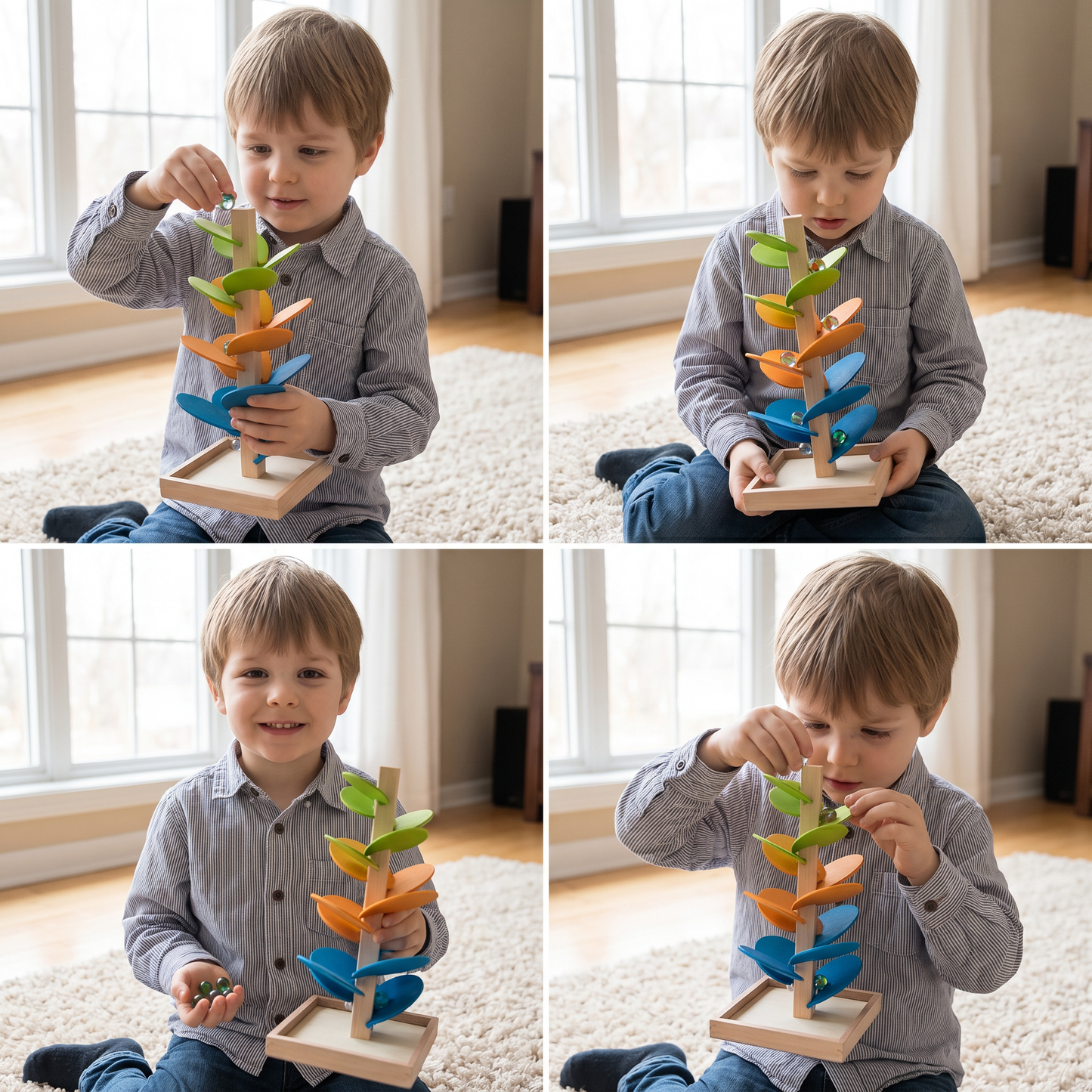 Montessori Rainbow Marble Tower