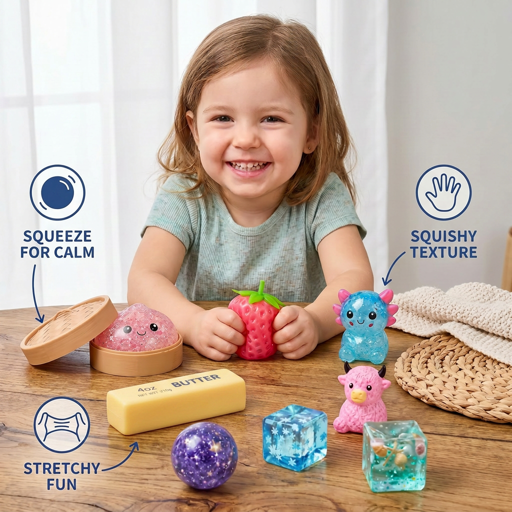 Premium Squishy Fidget Toy Set – 8 Sensory Toys
