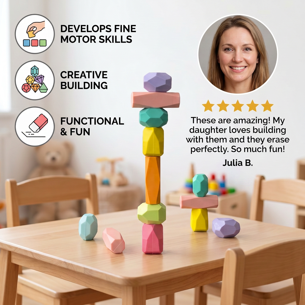 Stack & Build Gem Eraser Set