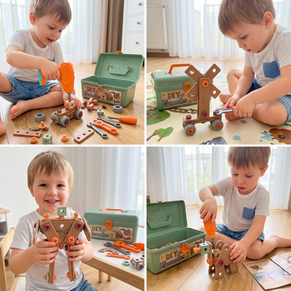 144-Piece Kids Tool Set with Drill & Toolbox – STEM Montessori Construction Kit