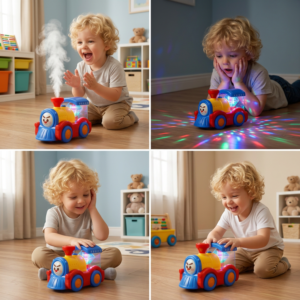 Transforming Train Toy with Steam, Lights & Music