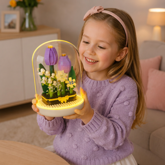 Elegant Building Block Flower in a Glass
