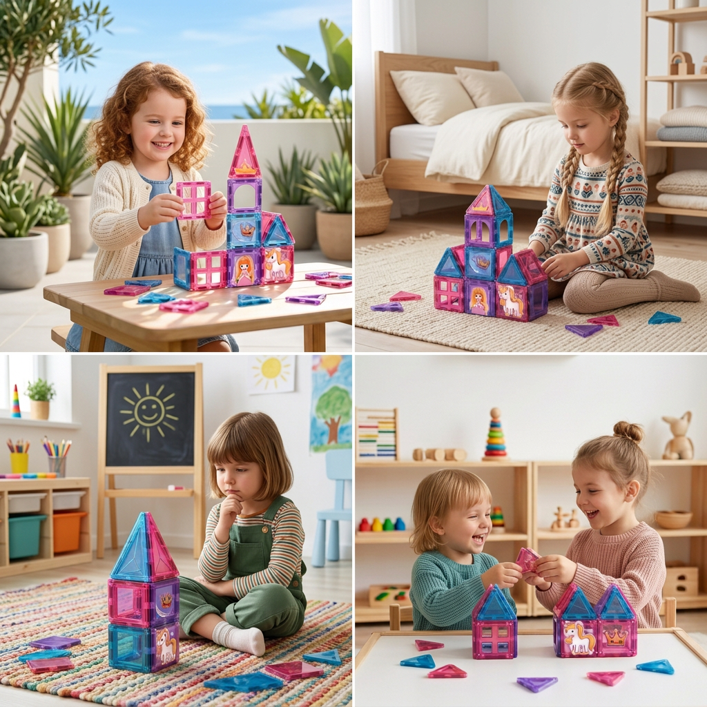 Princess Castle Travel Play Set with Compact Metal Storage Box