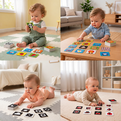 Montessori Baby Learning Flash Cards – Visual Stimulation, Color Recognition & Categorization Set