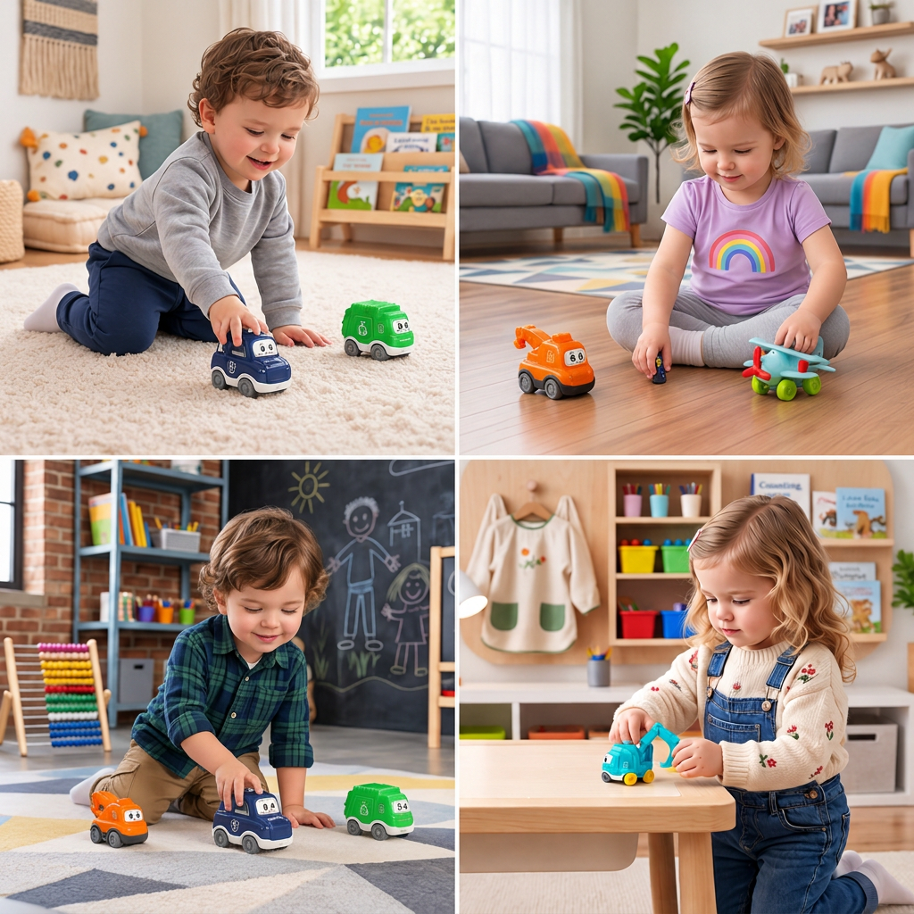 Toddler Toy Truck & Car Set with Play Mat Storage Bag