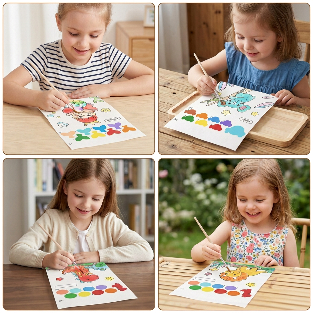 Watercolor Painting Book with Brush – Mess-Free Paint with Water Fun