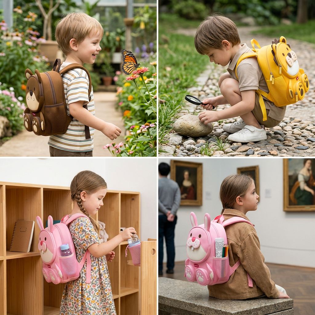 Kids Cartoon Animal Backpack – Lightweight Multi-Pocket School Bag
