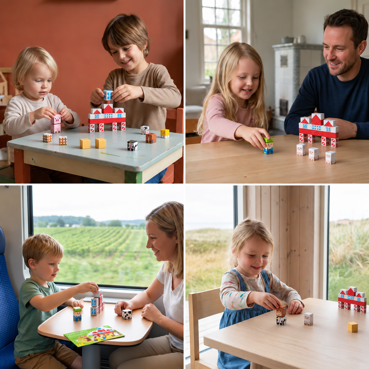 Farm Story Magnetic Building Blocks Travel Playset with Animals & Barn