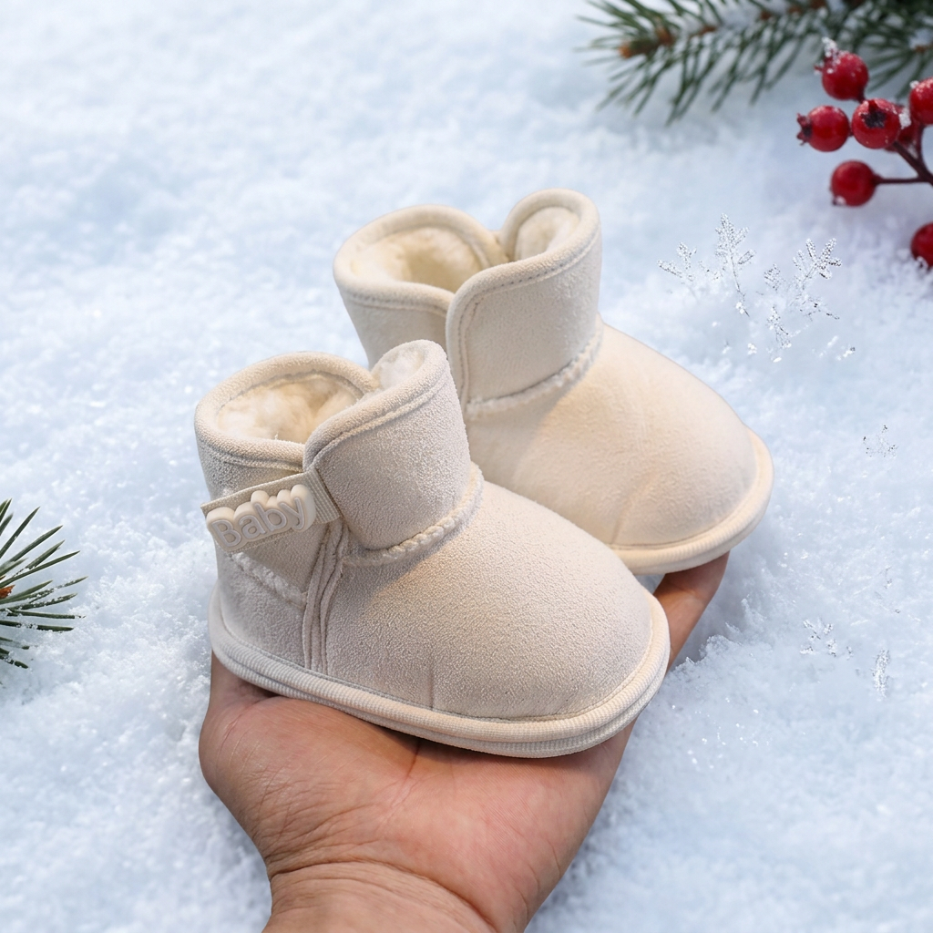 Fleece-Lined Baby Winter Boots with Soft, Non-Slip Soles