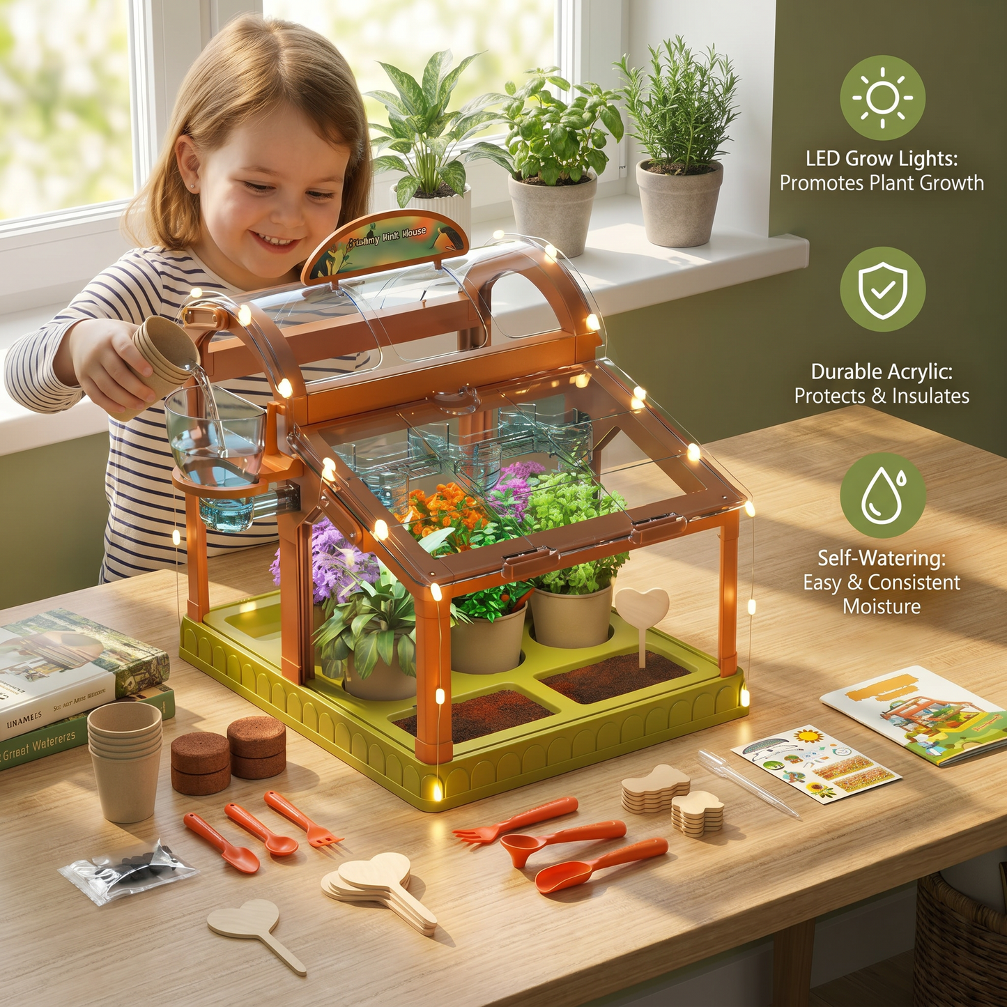 LED Acrylic Kids Greenhouse – Indoor Plant Growing Kit for Learning & Fun