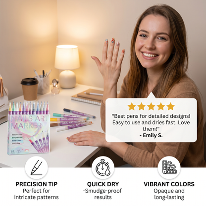 Nail Art Marker Set with Precision Tip – Acrylic Pens for Detailed Nail Designs