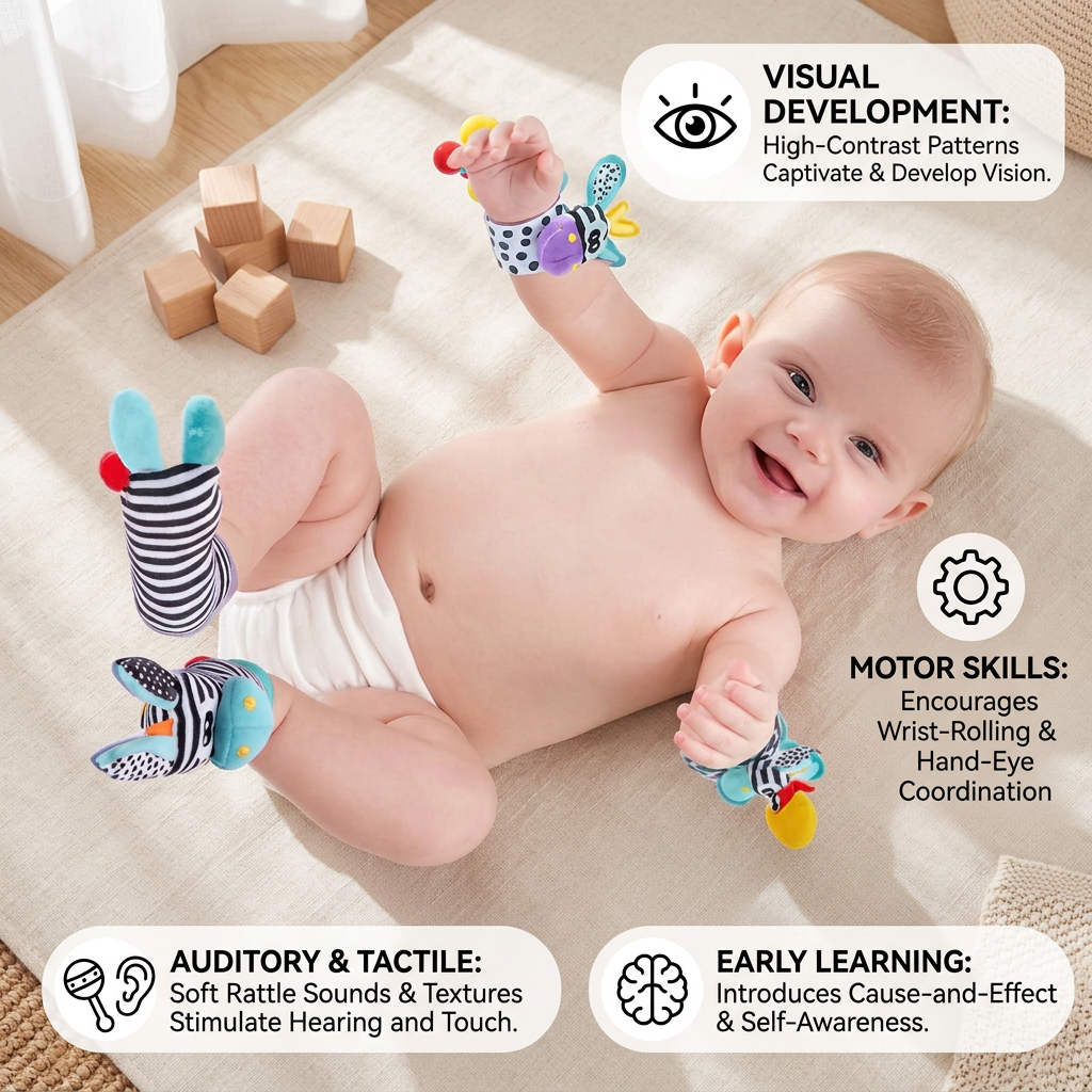 Sensory Baby Plush Socks and Wristband